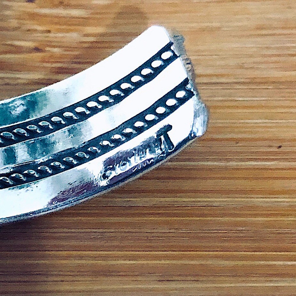 $102 Signed Southwest Designer Cuff Sterling Silver Marked Sterling T - Picture 2 of 10